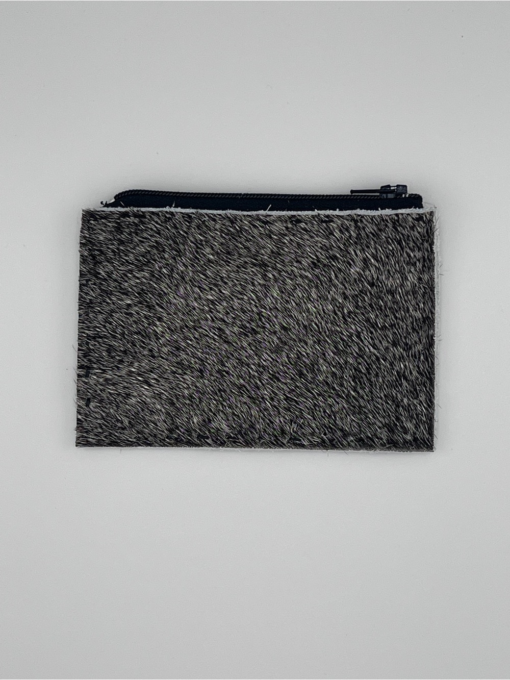 Men's Gray Fur Zip Pouch